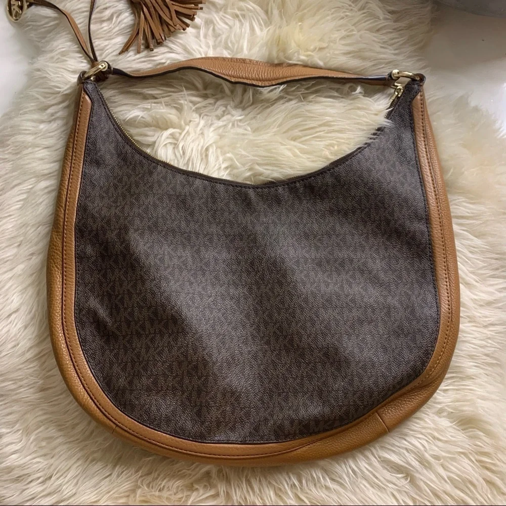 MICHAEL KORS Lydia Large Hobo Shoulder Bag monogram Brown purse handbag
